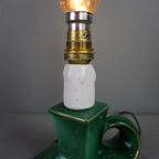 Vintage Groene Keramieken Franse Lamp Met Gouden Accenten thumbnail 4