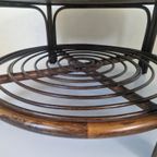 Mid Century Boho Manou Bamboe Salon Tafel Rond. thumbnail 7