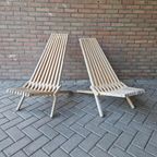 Set 2 Lounge Fauteuils Lattenbank Ligstoelen Tuinstoelen thumbnail 2
