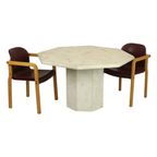 Vintage Achthoekige Eettafel Travertin Natuursteen Italië Jaren 70 thumbnail 21