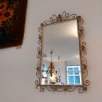 Vintage Rechthoekig Deknudt Spiegel Wandspiegel Messing thumbnail 9