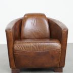 Karaktervolle En Unieke Bruine Aviator Design Fauteuil Gemaakt Van Rundleer thumbnail 3