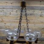 Hanglamp Eiken Met Ketting Landelijk Met 6 Glaskap thumbnail 2