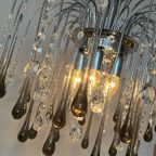Xxl Grote Murano Kroonluchter Hanglamp Taupe Chrome Frame thumbnail 5