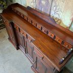 Klassiek Mahoniehouten Dressoir, Wandconsole, Commode Met Vele Lades, Afm. 165x47cm En 90/110cm Hoog. thumbnail 6