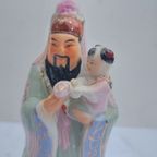 Fu Xing, Chinese God Van Geluk "Fuk" Beeldje Versierd Met Gouden Vergulde 25Cm thumbnail 4