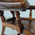 Victoriaanse Mahoniehouten Leren Bureaustoel thumbnail 5