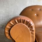 Pair Of Interbellum Club Sofa'S In Cognac Brown And Jet Black Colour. thumbnail 6