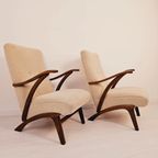 Vintage Boucle Fauteuil, 1960S Teak Houten Loungechair thumbnail 6