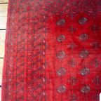 Vintage Red Afghan Art Deco Wool Rug thumbnail 3