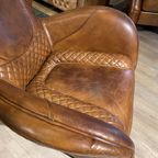 Saddle Chair / Zadel Fauteuil + Voetenbank In Vintage Cognac Leer Eyecatcher thumbnail 7