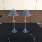 Tafellamp - Bedlamp - Kastlamp - Blauw - Metaal - Met Kap - 2 Stuks. thumbnail 3