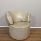 2X Rolf Benz 684 Fauteuils - Crème - Leder - Draaifauteuil thumbnail 11