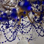 Vintage Kobalt Blauwe Murano - Glas En Kristal - Kroonluchter Met Kralen thumbnail 13