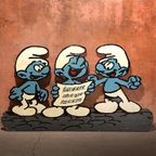 Xl Big Wooden Funky Music Smurfs Wall Sculpture Board thumbnail 2