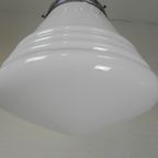 Art Deco Hanglamp Met Geribbelde Witte Bol, Jaren 30 thumbnail 10