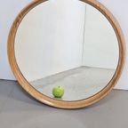Xl Vintage Rond Spiegel Hout Kunststof Deens Mid Century ‘60 thumbnail 5