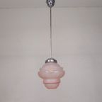 Art Deco Hanglamp Met Roze Glazen Kap, Jaren 30 thumbnail 4