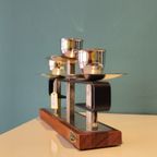 Vintage Teak Kandelaar Kaarsenhouder Chrome thumbnail 2