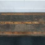 Originele Antieke Reiskoffer Hutkoffer Metaal/hout thumbnail 11