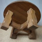 Brutalist Wabi-Sabi Ronde Eikenhouten Salontafel, Nederland 1960'S thumbnail 11