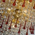 Xxl Murano Teardrop Kroonluchter Hanglamp Vintage Goud Frame thumbnail 21