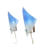 Blue Glass Wall Sconces, 1950S, Set Of Two. thumbnail 2