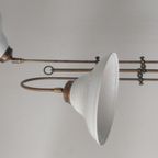 Vintage Messing Vloerlamp Met Metalen Emaille Kappen thumbnail 10
