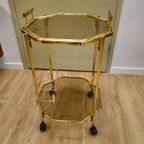 Vintage Messing Barcart Trolley Serveerwagen Bijzettafel thumbnail 4