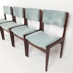 4 Vintage Stoelen Licht Blauwe Rib Nieuwe Stof | Gestoffeerd thumbnail 10