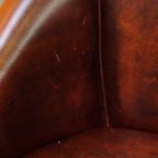 Set Van 4 Engelse Rundleren Eetkamerstoelen/ Tubchairs In Een Luxe Rode Chesterfield Kleur thumbnail 19