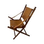 Officer’S Chair - Wood And Leather Upholstery - Military Campaign Style thumbnail 5