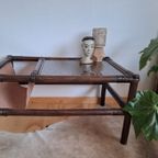 Vintage Rotan Salontafel Met Glasplaat En Lectuurbak thumbnail 4
