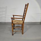 Set Of 4 Oak, Rustic, Farmhouse, Ladderback Dining Chairs With Rush Seats 1960s thumbnail 7