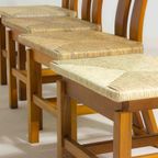 Geometrische Postmoderne Italiaanse Eetkamerstoelen Met Webbing Zitvlak, 1980S thumbnail 4