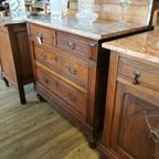 Vintage Antiek Dressoir Commode Ladekast, Badkamermeubel Met Marmer Blad 26 thumbnail 15