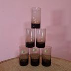 Vintage Luminarc Cilinder Glaasje 6 Stuks Rookglas thumbnail 2