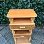 Rotan Bamboe Tallboy Ladekast Commode Kast Vintage thumbnail 6