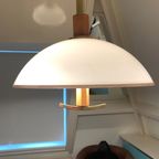 Jaren 80 Bony Design Lamp,Mushroom Hanglamp, Eiken, Plexiglas En Messing thumbnail 2