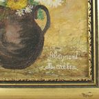 Oud Amateur Schilderij Bloemen Gouden Barok Lijst Bleyaert 28X23Cm thumbnail 6