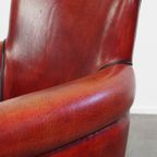 Geweldige Fauteuil/ Armchair Gemaakt Van Schapenleer In Een Unieke Rood/ Bruine Kleur thumbnail 12