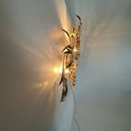 Large Italian Floral Gilded Gold Wall Lamp , 1970’S thumbnail 7