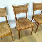 Vier Mid Century Rieten Eettafel Stoelen | 4 Stoelen Set thumbnail 8