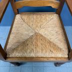 Set Van Twee Hollandse Eikenhouten Armstoelen Met Biezen Zitting thumbnail 4