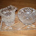 Prachtige Vintage Driedelige Glas Kristallen Roomstel thumbnail 3