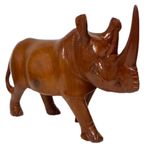 Antieke Xl Houten Neushoorn Rozenhout Vintage thumbnail 5