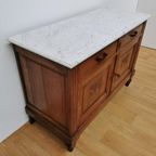 Vintage Antiek Frans Dressoir Commode Ladekast Badkamermeubel Met Marmer Blad 904 thumbnail 11