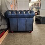 Chesterfield Brighton Antiek Blauw 6-zits Bank Leer thumbnail 5
