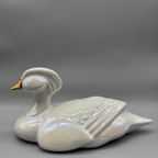 Art Deco Parelmoer Porseleinen Eend Wit Goud thumbnail 9