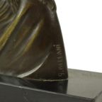 Bronzen Art Deco Beeld Christus Profiel Salvatore Melani Kunst 1930 thumbnail 6